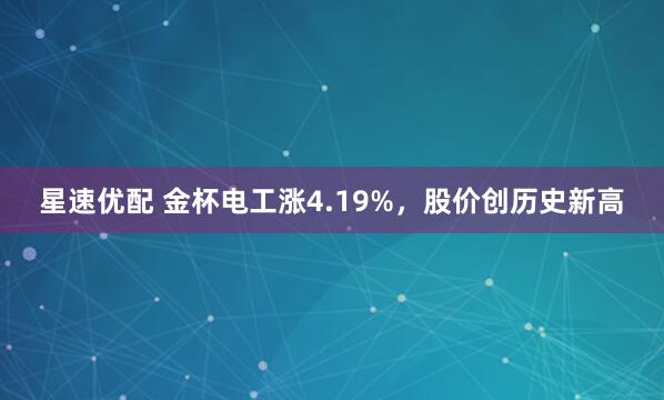 星速优配 金杯电工涨4.19%，股价创历史新高
